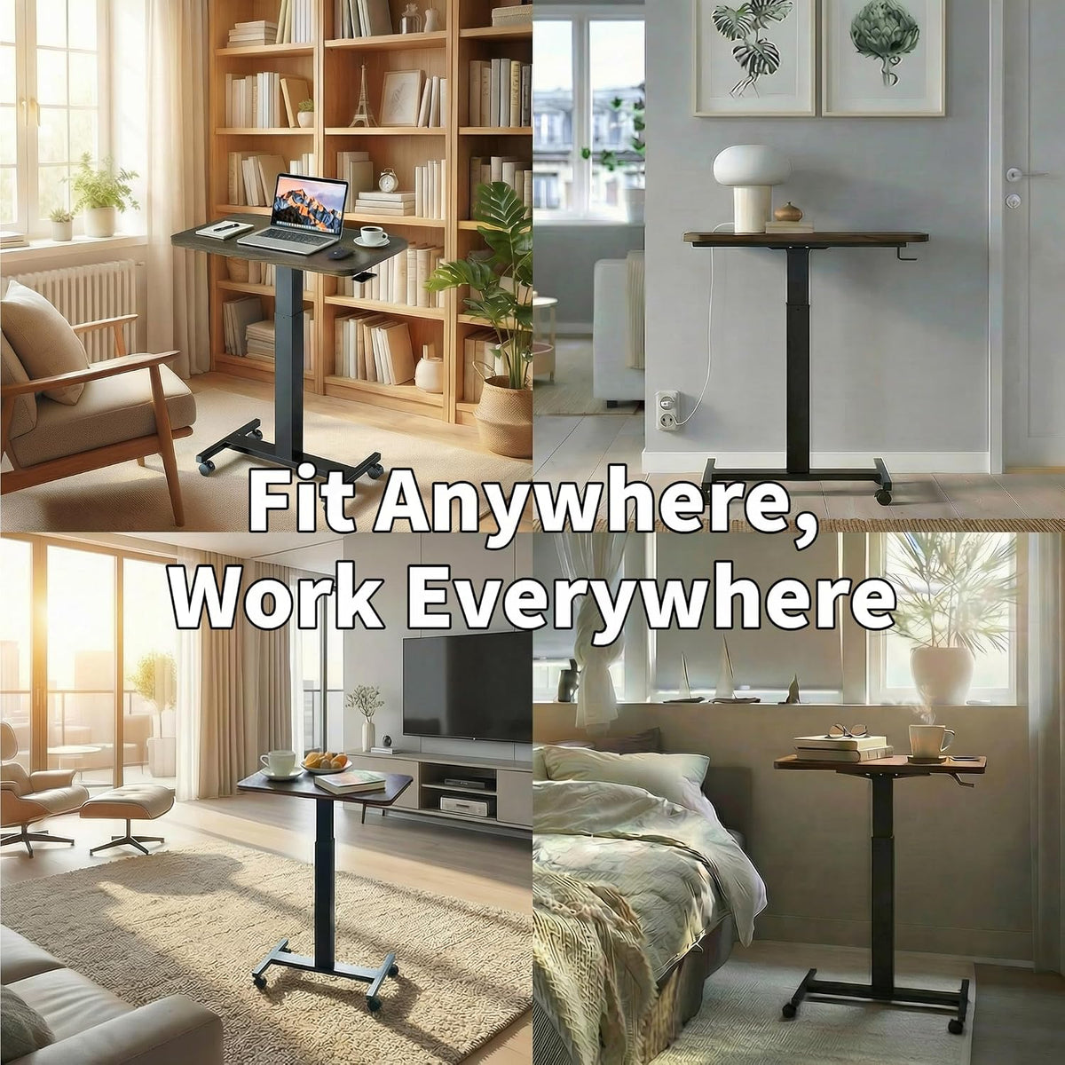 HUANUO Small Rolling Laptop Standing Desk, Height Adjustable Mobile T-Base De...