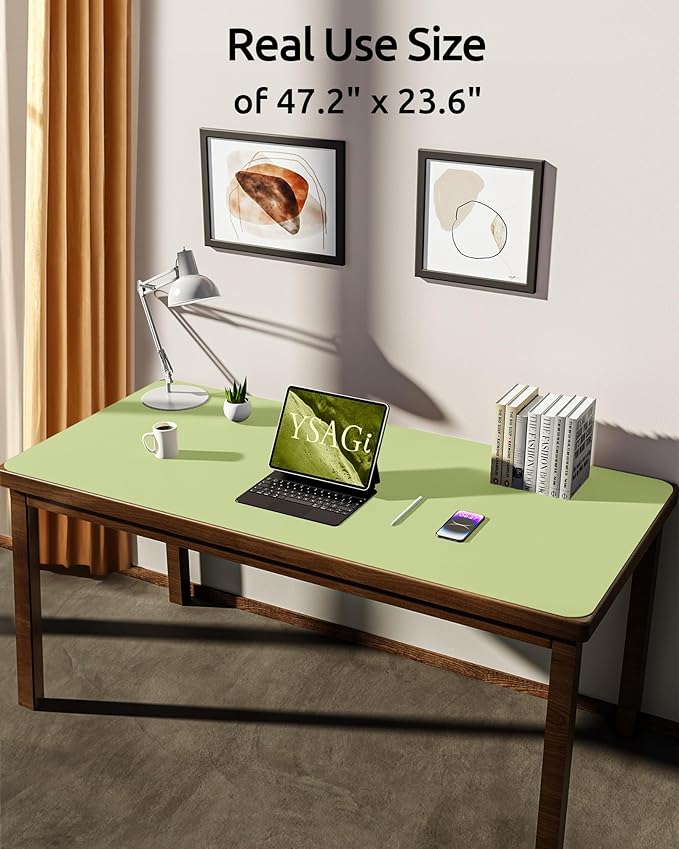 YSAGi Leather Desk Protector, Office Mat, Large Mouse Mat, Non-Slip PU Leather - Image 3
