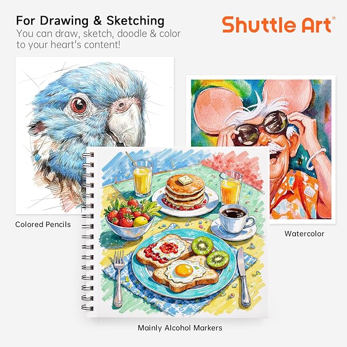 Shuttle Art Marker Pad, 8.9”x8.3” Portable Sketchbook, 40 Sheets Marker Drawing - Image 7