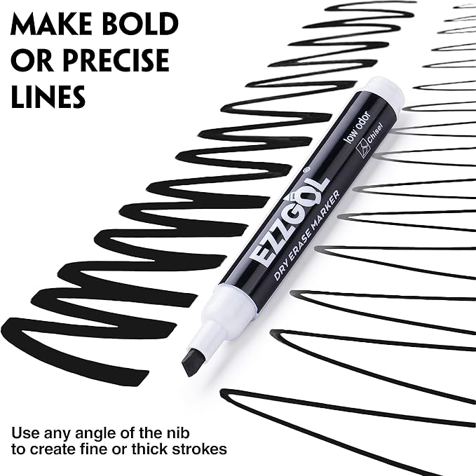 Ezzgol Dry Erase Markers Bulk, 72 Pack Black Low Odor Whiteboard Markers - Image 2