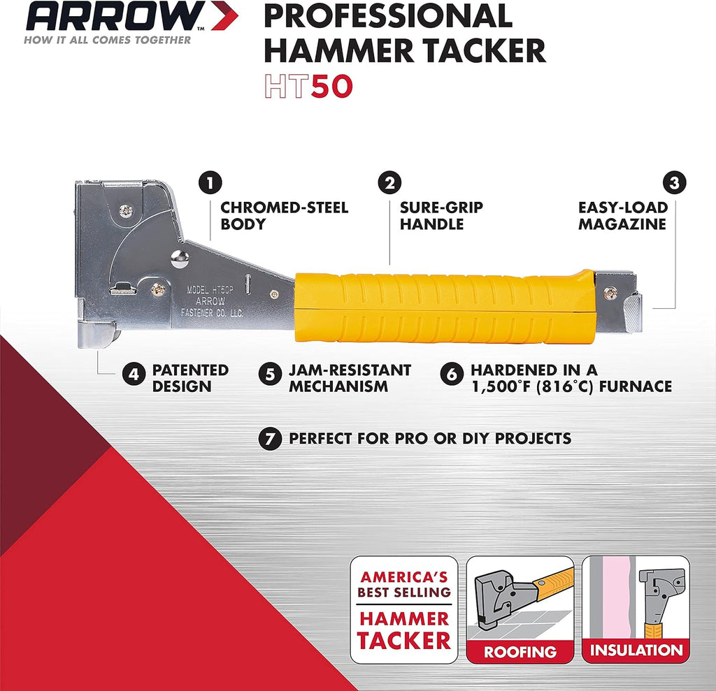 Arrow HT50 Heavy Duty Hammer Tacker + Arrow T50 Heavy Duty Staple Gun