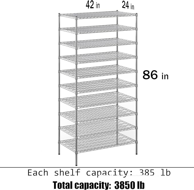 Regal Altair 24" Deep x 42" Wide x 86" Height Wire Shelving Kit | 10-Tier | NSF - Image 3