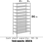 Regal Altair 24" Deep x 42" Wide x 86" Height Wire Shelving Kit | 10-Tier | NSF - Image 3