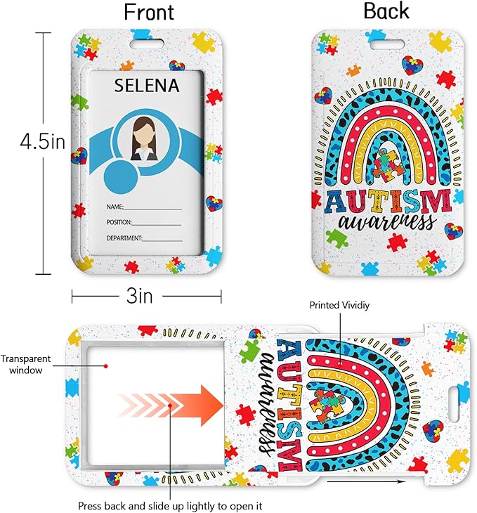 ID Badge Holder with Lanyard, Autism Awareness Retractable Badge Holders Reels - Image 4