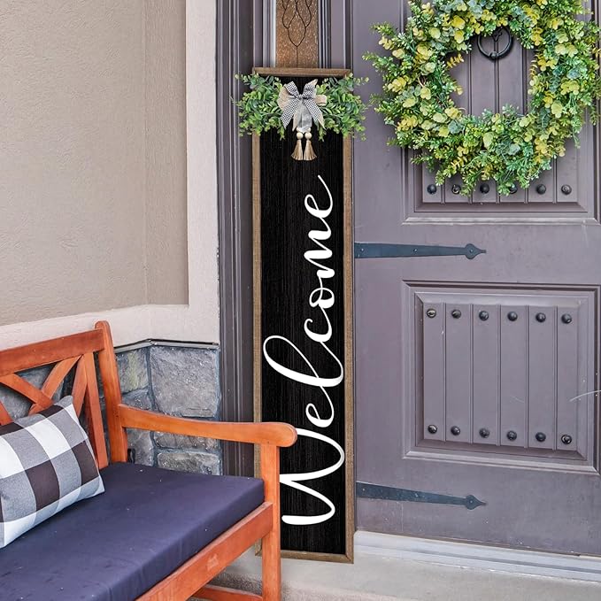 LuZhiQiang Front Porch for Welcome Standing Sign 45"X9" Vertical Tall Long - Image 7