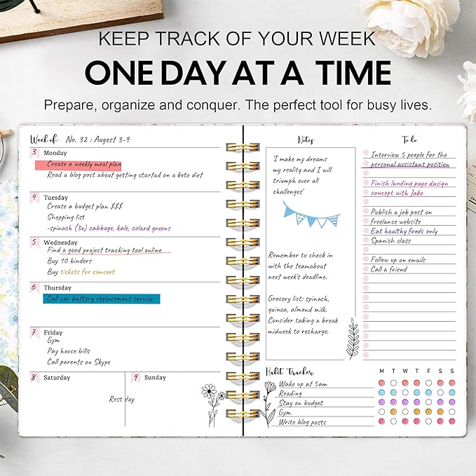Undated Weekly and Monthly Planner – 12-Month To Do List Notebook Organizer - Image 3