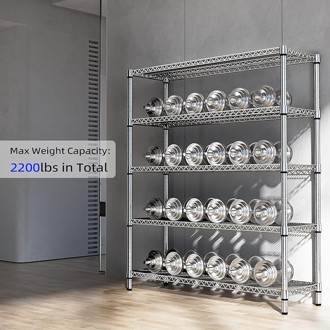 M MZG 2200 Lbs 5 Tier Storage Rack Metal Wire Shelving Unit, Storage Standing - Image 6