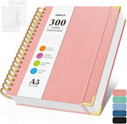 Bullet Dotted Journal Spiral Notebook, 300 Pages Leather Notebooks by OMEYA
