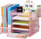marbrasse desk organizer with file holder, 5-tier paper, main product view