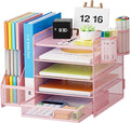 Marbrasse Desk Organizer with File Holder, 5-Tier Paper Letter Tray Organizer by Marbrasse