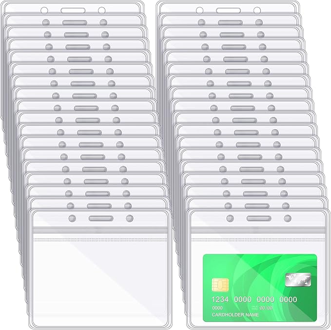 Zonon 150 Pcs Horizontal Clear ID Badge Holders Plastic Card Name Tag Holders by Zonon