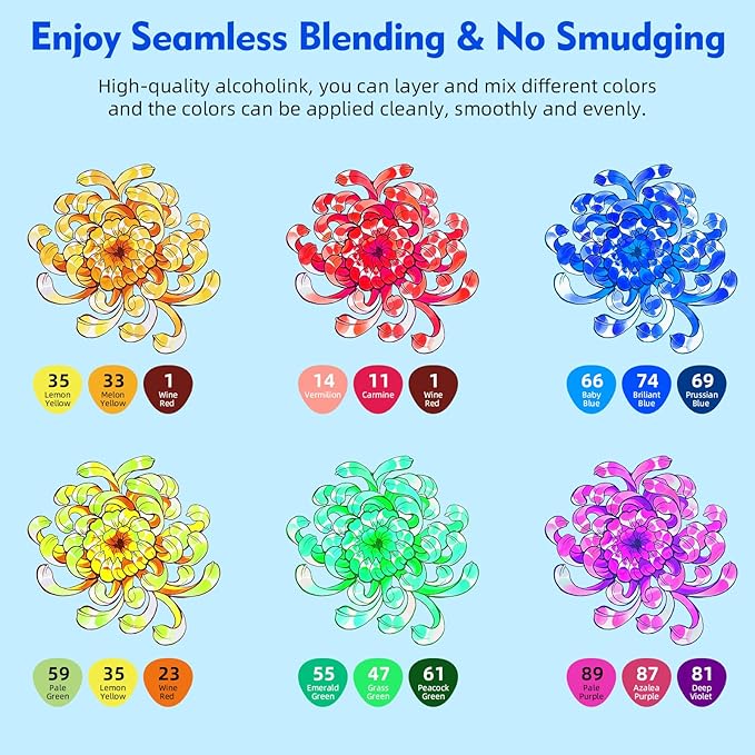 HOMSAILMO-60 Color Alcohol Marker Painting Set, Chisel and Exquisite Double - Image 3