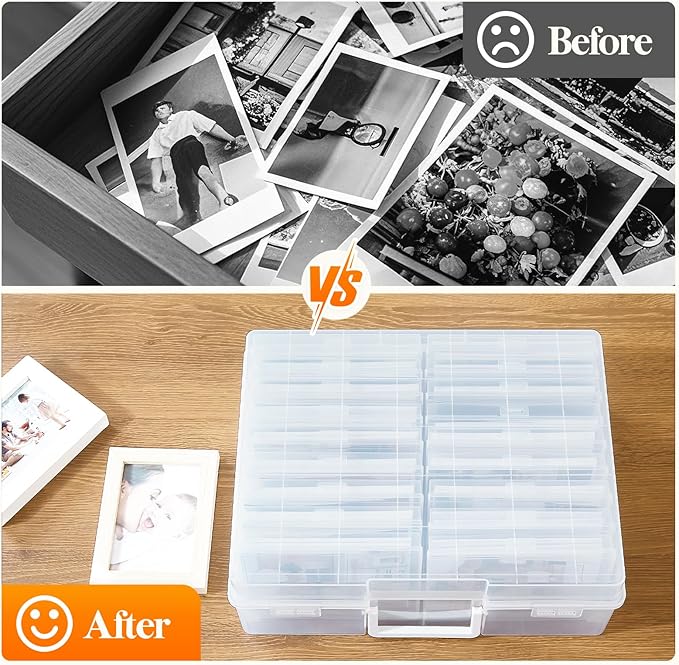 Lifewit 4x6 Photo Storage Box, Plastic Craft Storage Box - Image 4