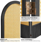 Asnefeli Room Divider 4 Panels, Folding Privacy Screen, Foldable Wood Rattan - Image 4