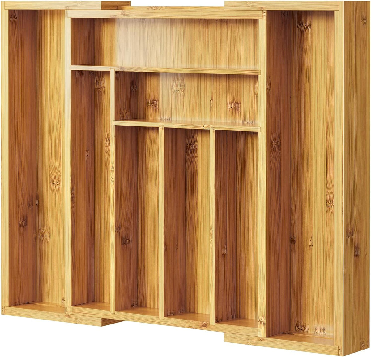 Pipishell Expandable Bamboo Silverware Organizer, Large Kitchen Drawer Tray