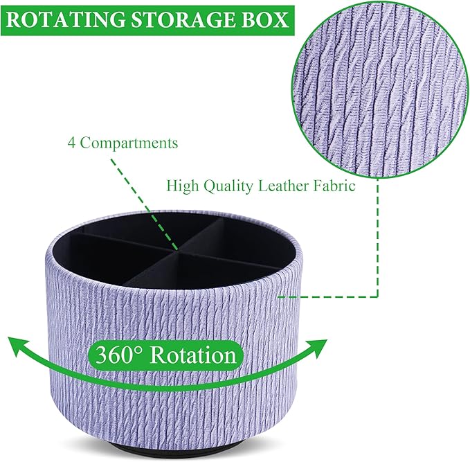Hennaja Round Leather Art Supply Organizer, Remote Control Holder, 360 Degree - Image 3