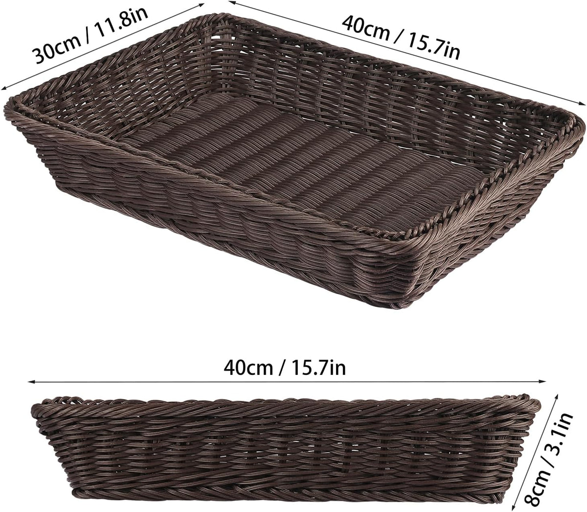 3 PCS 16 Inch Wicker Bread Basket, Woven Serving Basket, Tabletop Food Servin...