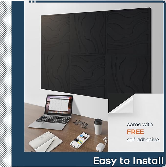 BUBOS Large Acoustic Panels, Self-adhesive Sound Absorbing Panels Decorative - Image 8