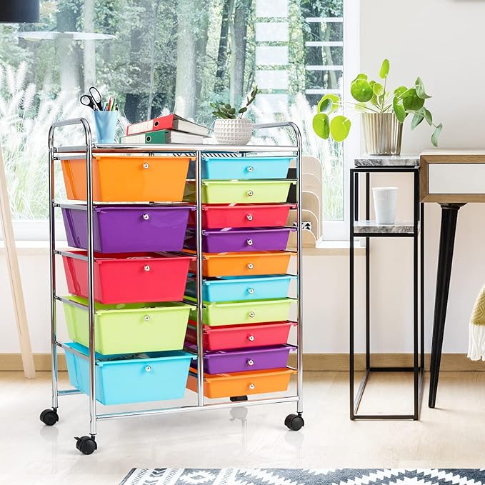 GLACER 15 Drawers Rolling Cart, Storage Cart - Image 8