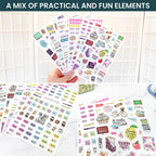 bloom daily planners Vintage Teacher Planner Stickers - School Themed Planning Stickers for Teachers, Educators, Homeschoolers - 6 Sheets/430 Stickers