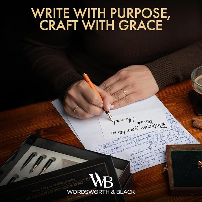 Wordsworth & Black Calligraphy Pen Gift Set, Includes Ink Bottle, 6 Ink - Image 2