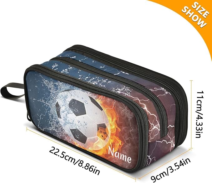 BOENLE Custom Soccer Football Ball Pencil Case Box Boys Girls Personalized Name - Image 4