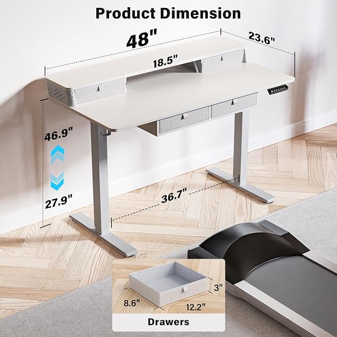 Kingant 48 x 24 Inch Electric Standing Desk - Image 2