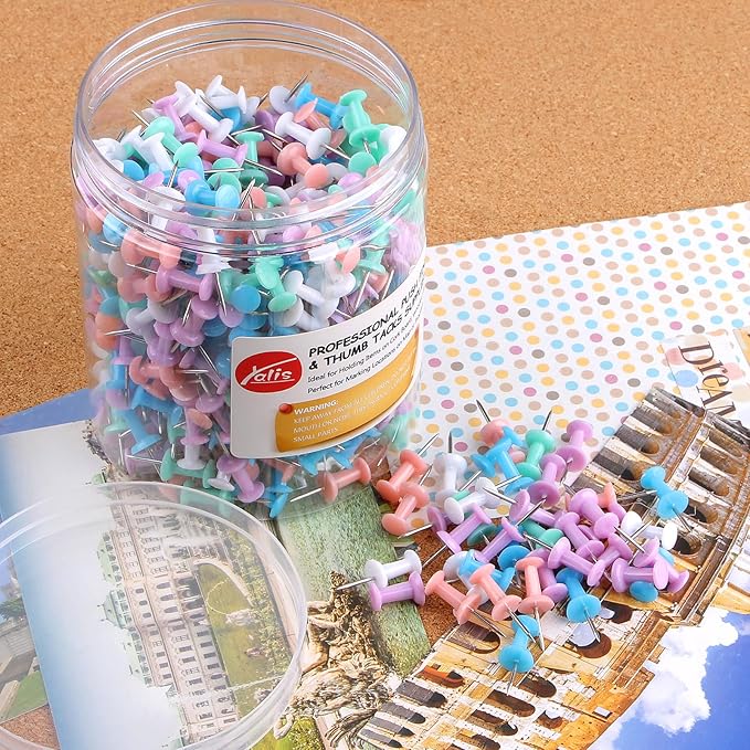Yalis Push Pins 600 Count Macarone Colors, Standard Multicolored Thumb Tacks - Image 4
