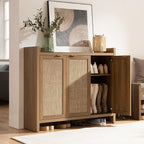 sicotas shoe storage cabinet, 30 pairs rattan shoe, side view