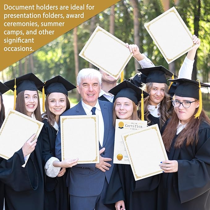 gisgfim 15Pcs Certificate Holders Diploma Covers Single Sided Gold Foil Border - Image 6