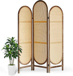 Asnefeli Wood Room Divider 3 Panels, Folding Rattan Room Divider Wall, Unique by AsNefeli