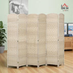 HOMCOM 6 Panel Room Divider, Hand-Woven Freestanding Wall Partition - Image 2