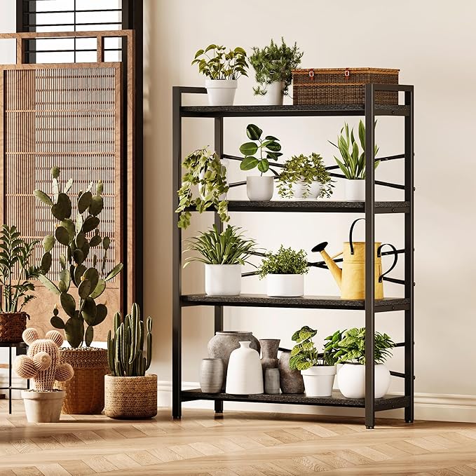4 Tier Bookshelf 31.49" Width, Tall Book Shelf Storage and Organization - Image 5