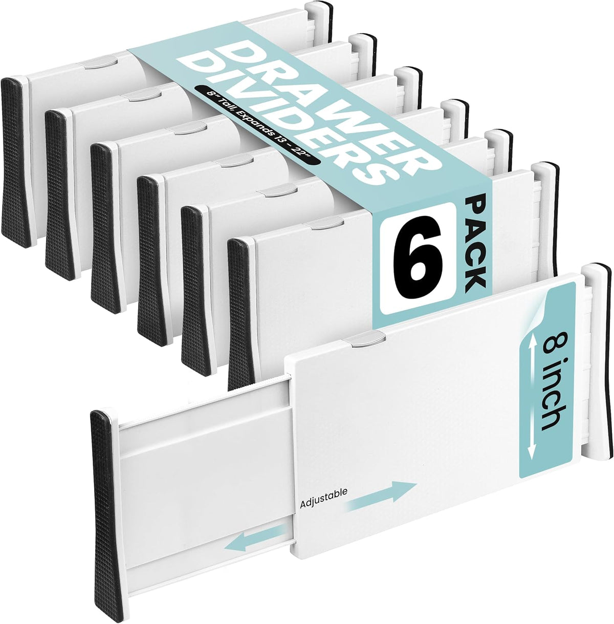 RAPTUROUS Adjustable Drawer Dividers, Expandable 13.35-22", Non-Slip