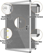 Mifuro 36"x24" Enclosed Bulletin Board, Lockable Weather-Resistant Aluminum - Image 3