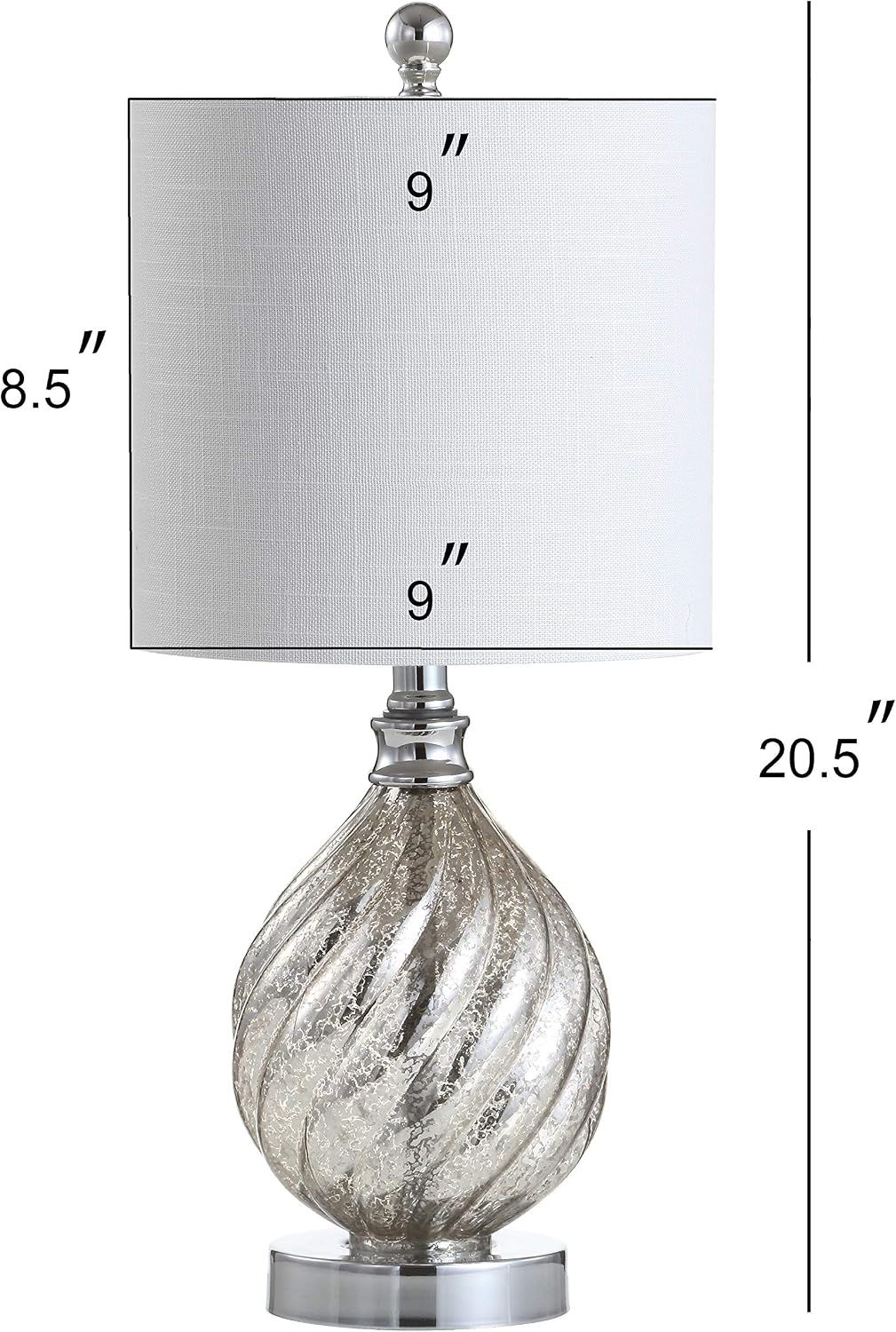 JONATHAN Y Lawrence Textured Table Lamp 20.5" Glass Metal, Mercury Silver