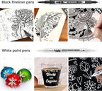 hhhouu 17Pack Dual Tip Black & White Brush Pens- Fineliner & Highlighting Set - Image 4