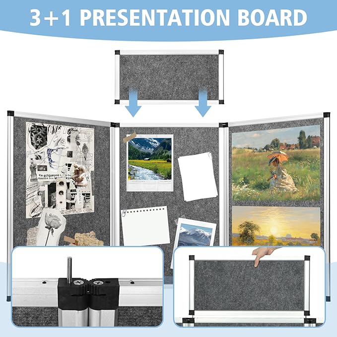 Nisorpa 3+1 Panel Trade Show Presentation Board 70.8 x 35.4 in Desktop Tri Fold - Image 6