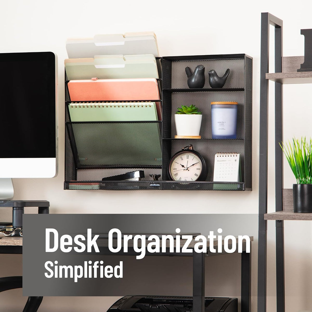 Mind Reader 4-Tier Vertical File Storage and Shelves, Desktop Organizer, Wall...