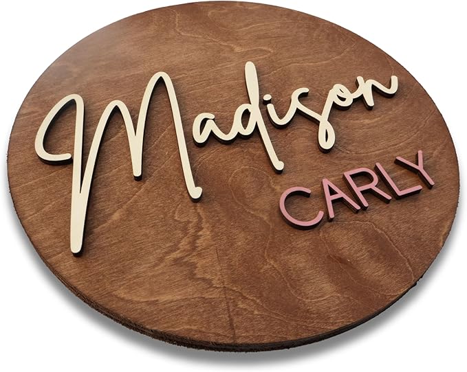 Custom Round Nusery Name Sign, Personalized 3D Baby Name Announcement Sign - Image 4