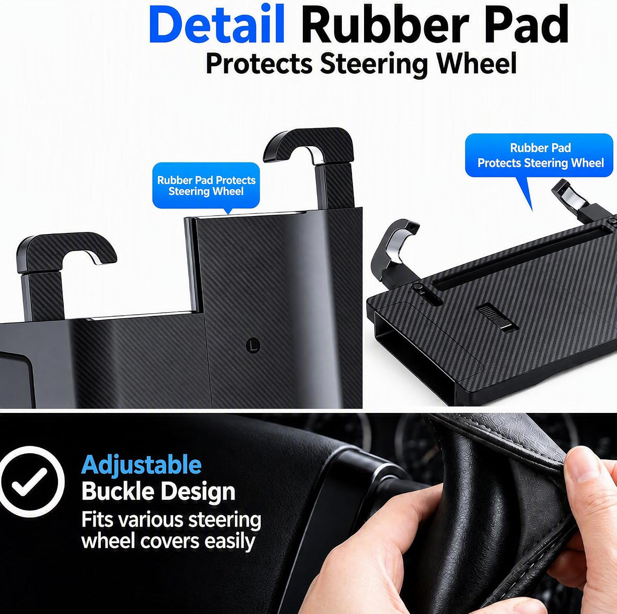 2-in-1 Car Steering Wheel Tray Desk & Car Seat Gap Filler Organizer