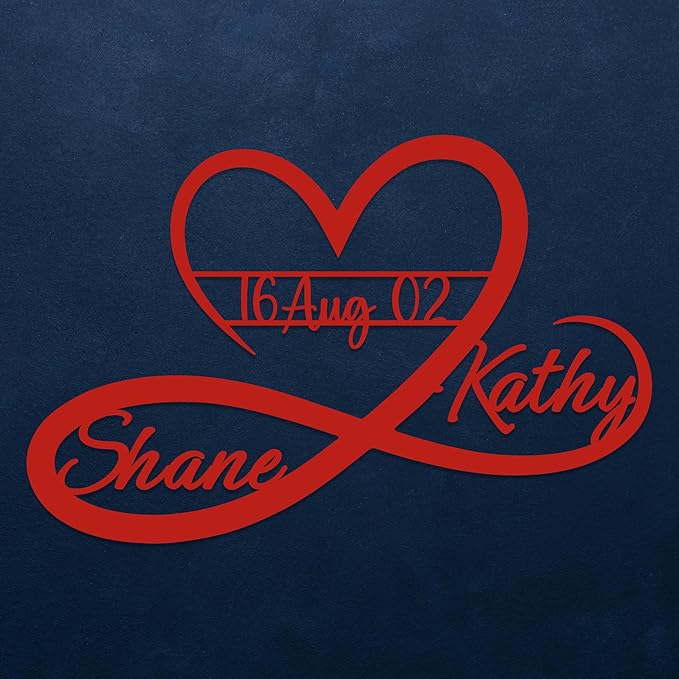 Personalized Valentines Metal Wall Sign, Custom Infinity Heart Love Couple Name - Image 5