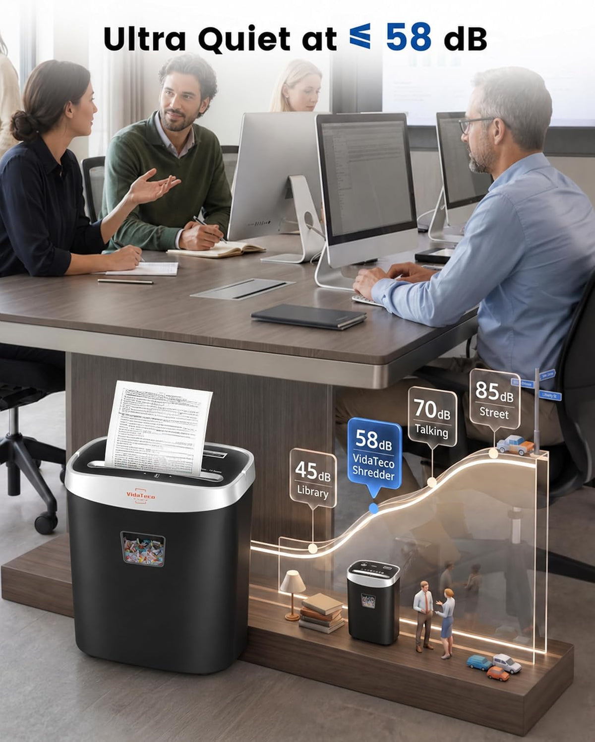 VidaTeco 10-Sheet Cross Cut Paper Shredder for Home Office, 3.9-Gallon Bin