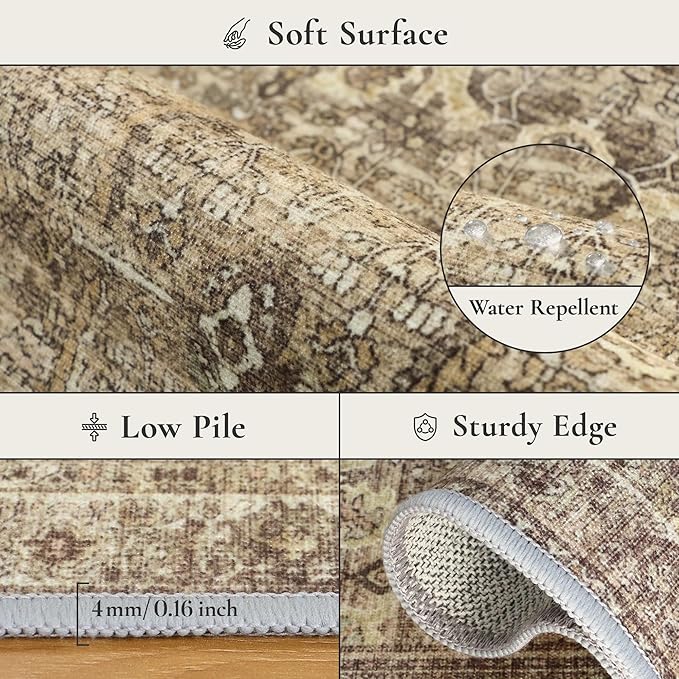 GENIMO 2x3 Area Rugs for Living Room, Machine Washable Non Slip Vintage Rugs - Image 7