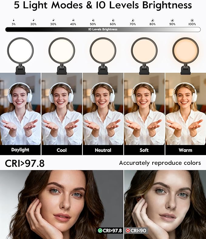 Computer Zoom Lighting for Video Conference, 3000K-6500K for Video - Image 4