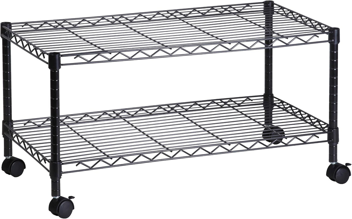 2-Tier Media Shelf Organizer with Adjustable Shelves with 125-lb Capacity Per...