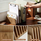 KIRIGEN Wood File Mail Organizer 7 Slots File Paper Holder Desktop Wood - Image 4