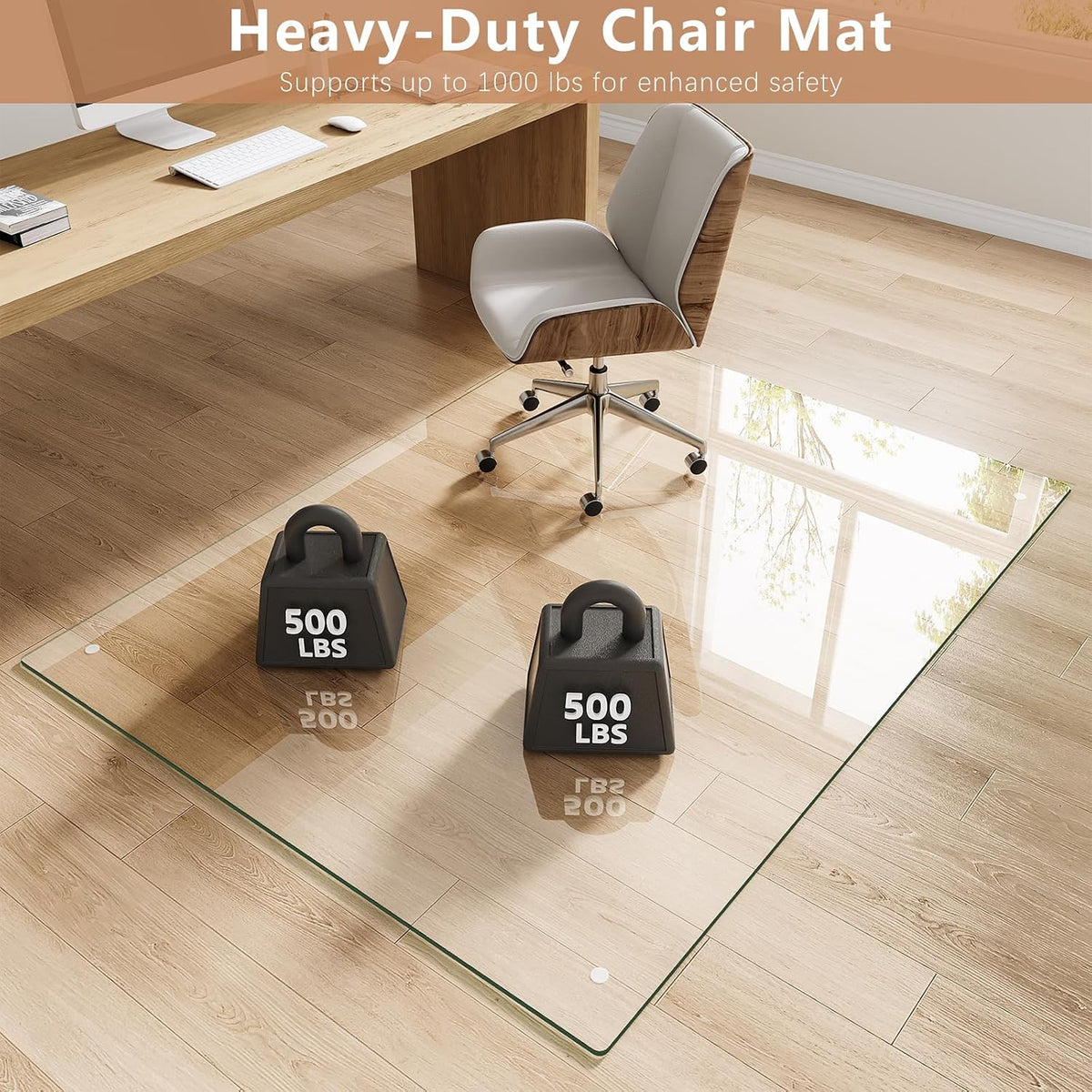 60" x 80" Tempered Glass Chair Mat for Carpet & Hard Floors