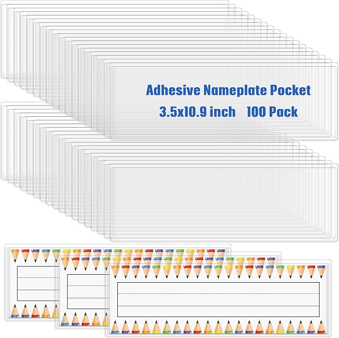 Jeyiour 100 Pcs Label Holders Adhesive Nameplate Pockets Storage Bin Labels by Jeyiour