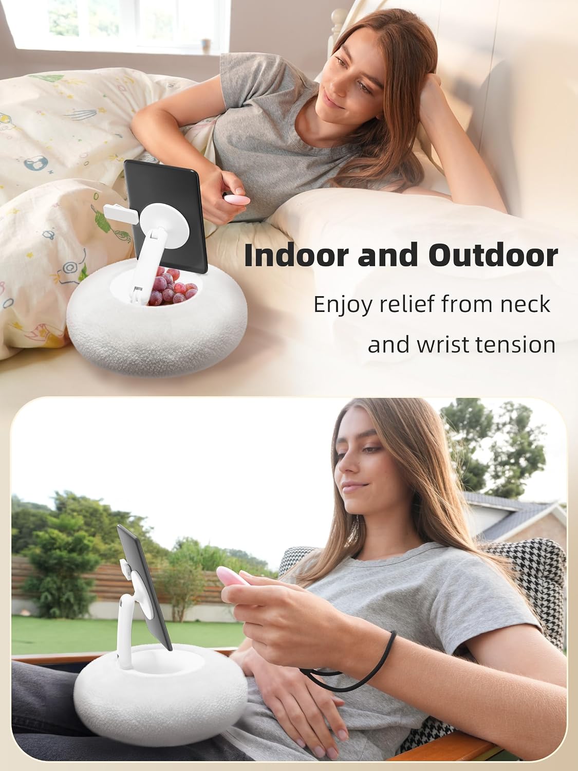 VOLTIFYMAX Magnetic Pillow Holder with Page Turner, 360° Adjustable Phone Hol...